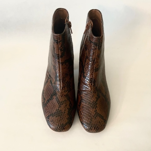 Clarks Sheer Flora 2 Ankle Boots Dark Tan Brown Snake print leather booties 6.5 - Picture 9 of 12